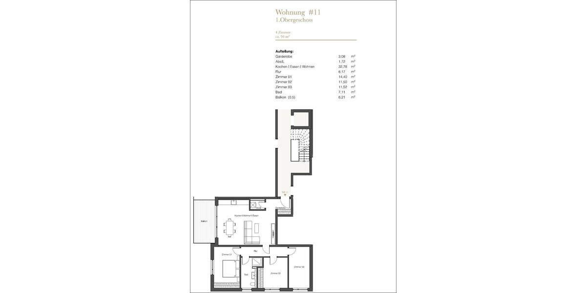 Etagenwohnung Aschaffenburg Innenstadt - 4 Zimmer, 94 m&sup2;, 549.200&euro; | Angebot:25705922