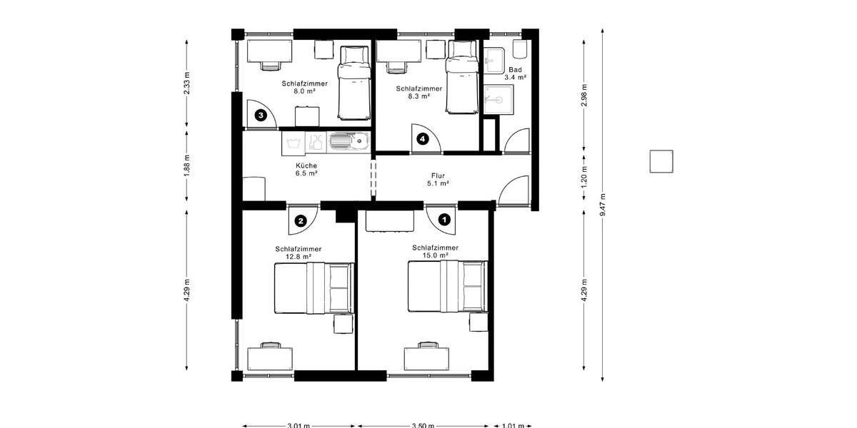 Etagenwohnung Frankfurt am Main Gallus - 1 Zimmer, 30 m&sup2;, 620&euro; | Angebot:25364871