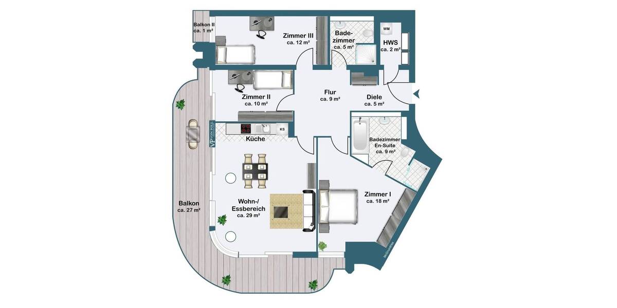 Etagenwohnung Frankfurt am Main Gallus - 4 Zimmer, 112 m&sup2;, 1.090.000&euro; | Angebot:25968526