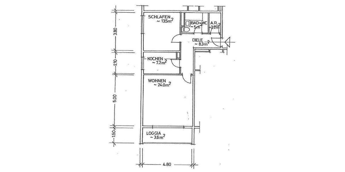 Etagenwohnung Frankfurt am Main / Bornheim Altstadt - 2 Zimmer, 64 m&sup2;, 340.000&euro; | Angebot:25780817