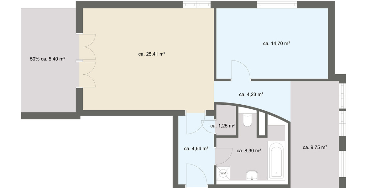 Etagenwohnung Frankfurt am Main Fechenheim - 2 Zimmer, 74 m&sup2;, 299.000&euro; | Angebot:25737485
