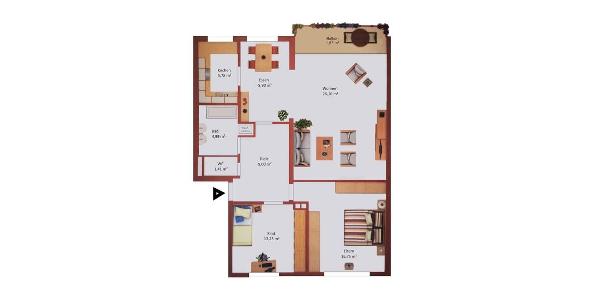 Etagenwohnung Bruchköbel - 3 Zimmer, 87 m&sup2;, 259.000&euro; | Angebot:25877182