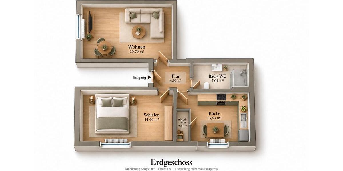 Erdgeschoßwohnung Linsengericht - 2 Zimmer, 63 m&sup2;, 700&euro; | Angebot:27622043