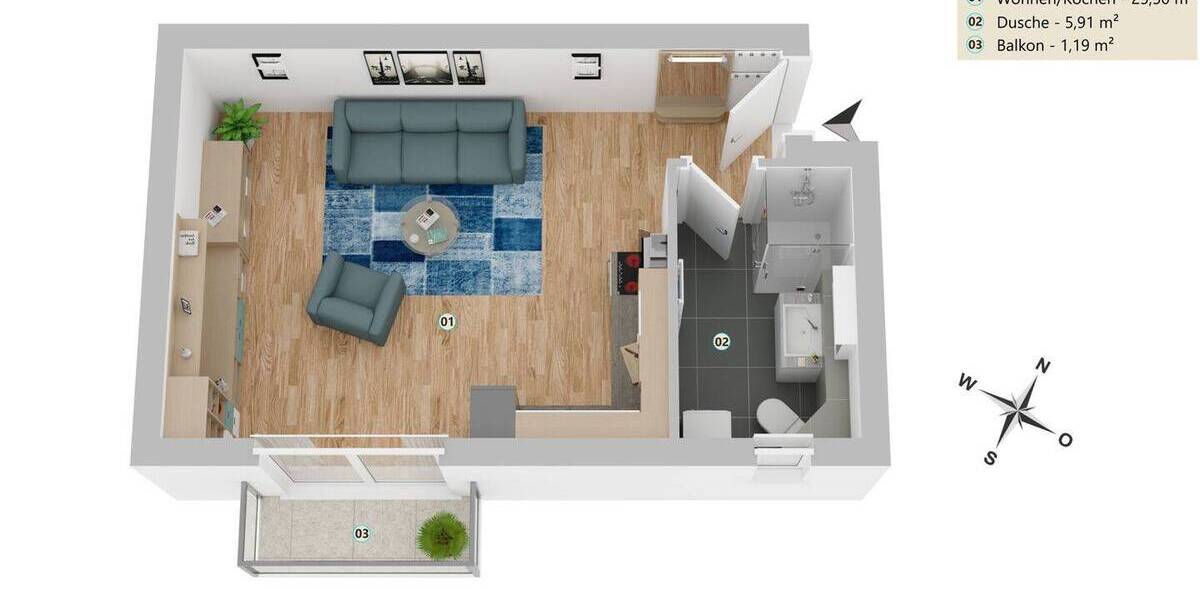 Etagenwohnung Frankfurt am Main Sachsenhausen - 3 Zimmer, 71 m&sup2;, 649.750&euro; | Angebot:25665070