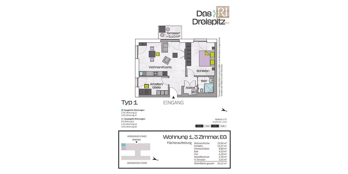 Etagenwohnung Stockstadt am Main - 3 Zimmer, 84 m&sup2;, 416.600&euro; | Angebot:25683655