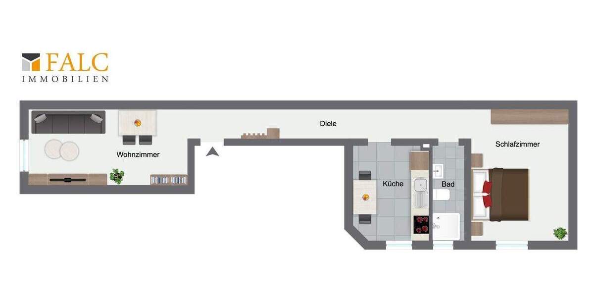 Etagenwohnung Frankfurt am Main Bockenheim - 2 Zimmer, 54 m&sup2;, 299.000&euro; | Angebot:25685397