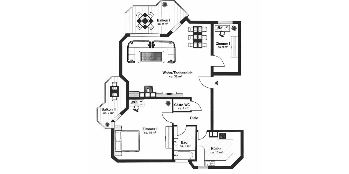 Hochwertige 3-Zimmer-Eigentumswohnung mit zwei Balkonen in begehrter Lage von Frankfurt-Sachsenhausen - Etagenwohnung Frankfurt Oberrad | Angebot:24762533