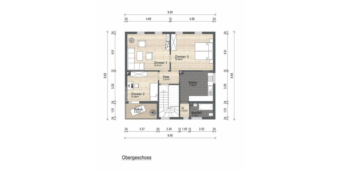 Mehrfamilienhaus, Wohnhaus Frankfurt Oberrad - 6 Zimmer, 136 m&sup2;, 695.000&euro; | Angebot:25776058