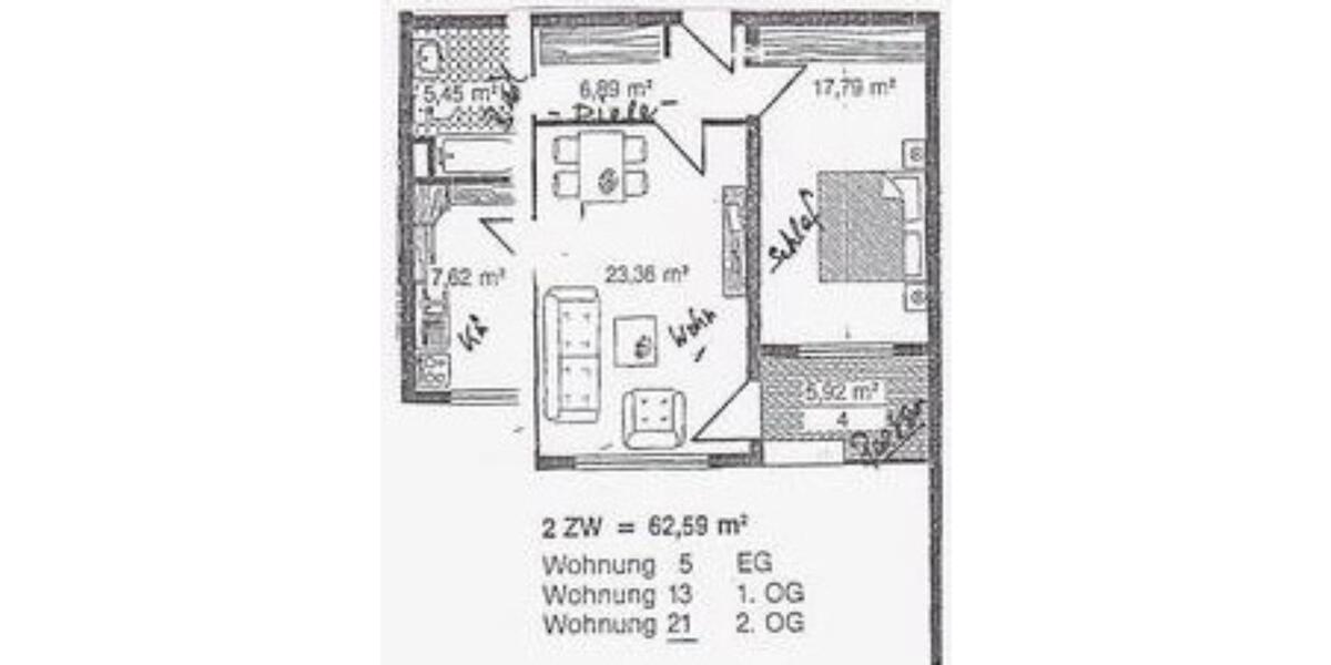 Etagenwohnung Oberursel (Taunus) - 2 Zimmer, 63 m&sup2;, 269.000&euro; | Angebot:25723731