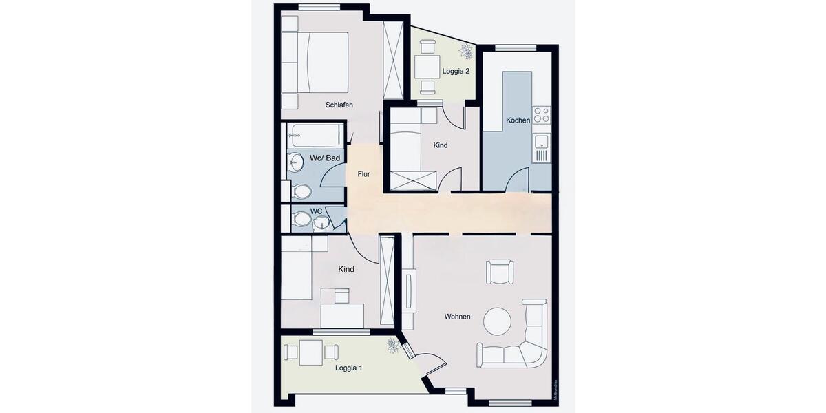 Etagenwohnung Offenbach am Main Bieberer Berg - 4 Zimmer, 84 m&sup2;, 354.000&euro; | Angebot:25269417