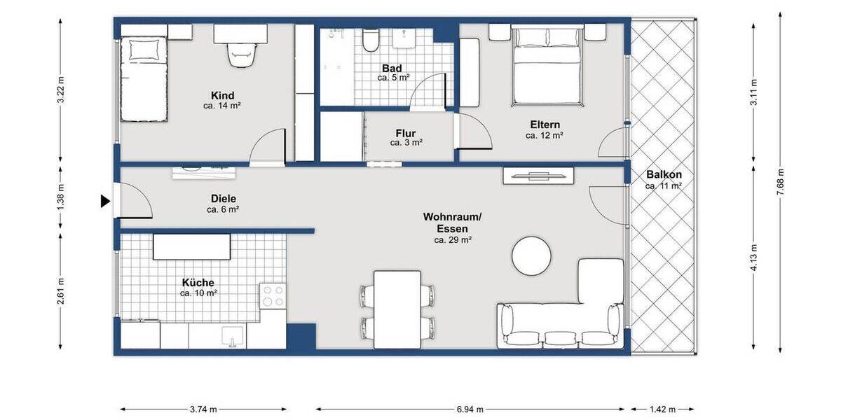 Etagenwohnung Karlstein am Main Großwelzheim - 3 Zimmer, 81 m&sup2;, 239.000&euro; | Angebot:25678009
