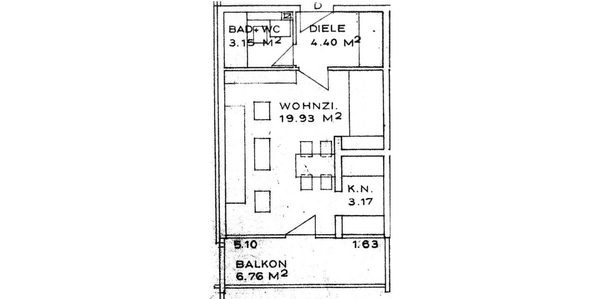 Etagenwohnung Frankfurt am Main Nied - 1 Zimmer, 34 m&sup2;, 659&euro; | Angebot:26022128