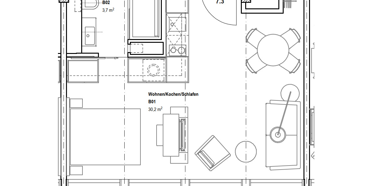 Etagenwohnung Frankfurt am Main Innenstadt - 1 Zimmer, 33 m&sup2;, 945&euro; | Angebot:25970608