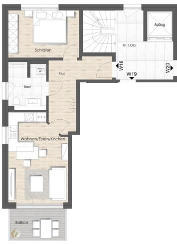 Etagenwohnung Bad Vilbel - 2 Zimmer, 57 m&sup2;, 1.150&euro; | Angebot:25054644