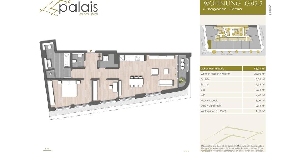 Etagenwohnung Frankfurt am Main Sachsenhausen - 3 Zimmer, 86 m&sup2;, 1.535&euro; | Angebot:25991169