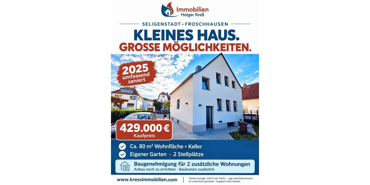 Einfamilienhaus Froschhausen Froschhausen - 4 Zimmer, 80 m&sup2;, 429.000&euro; | Angebot:27508673