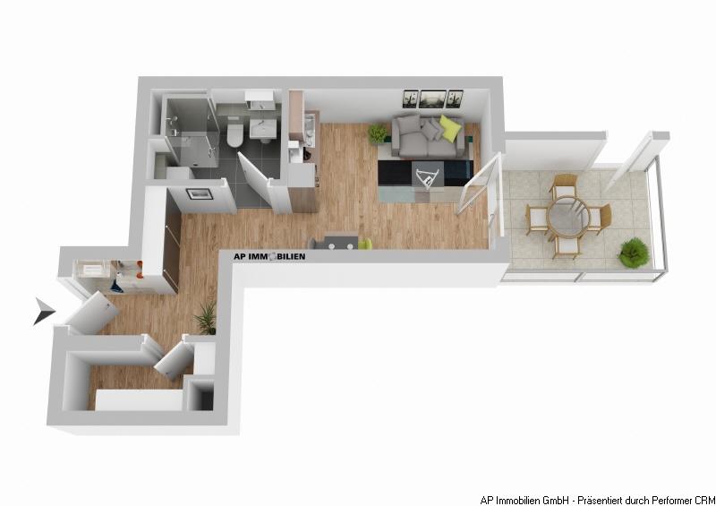 Etagenwohnung Frankfurt am Main Gallus - 1 Zimmer, 39 m&sup2;, 915&euro; | Angebot:25045900