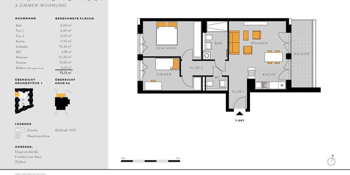 Etagenwohnung Frankfurt Gallus - 3 Zimmer, 75 m&sup2;, 539.900&euro; | Angebot:25702289