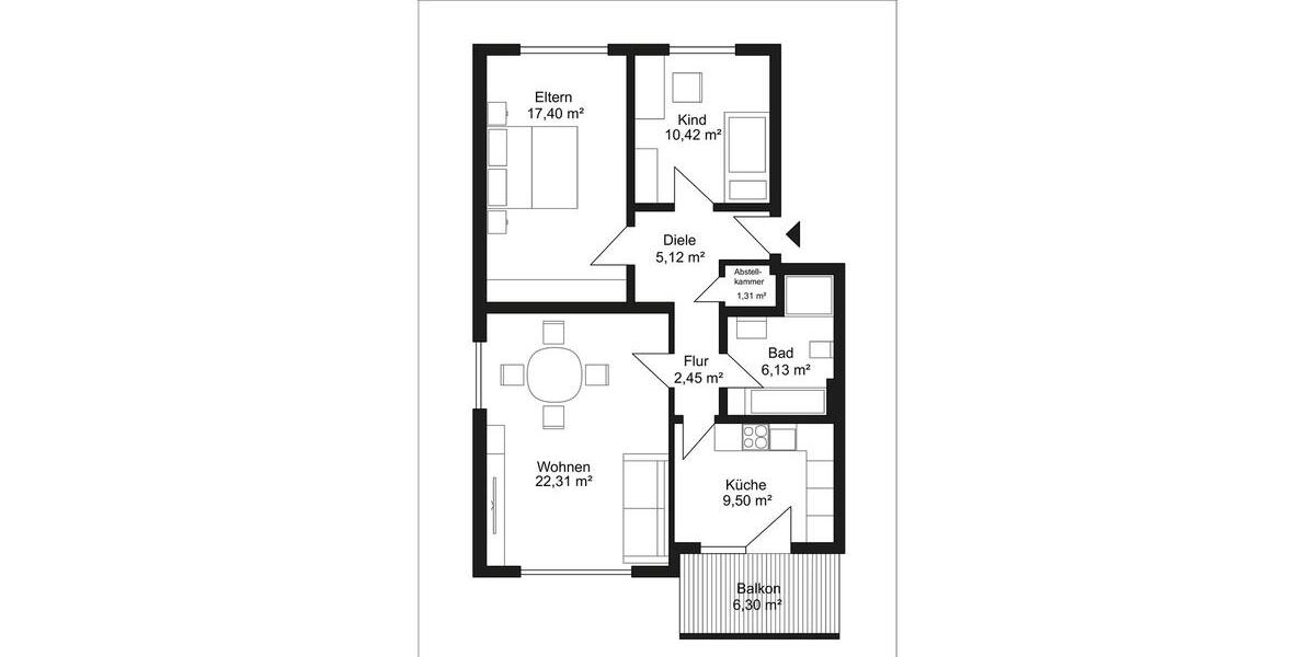 Etagenwohnung Hainburg - 3 Zimmer, 78 m&sup2;, 239.000&euro; | Angebot:26600970