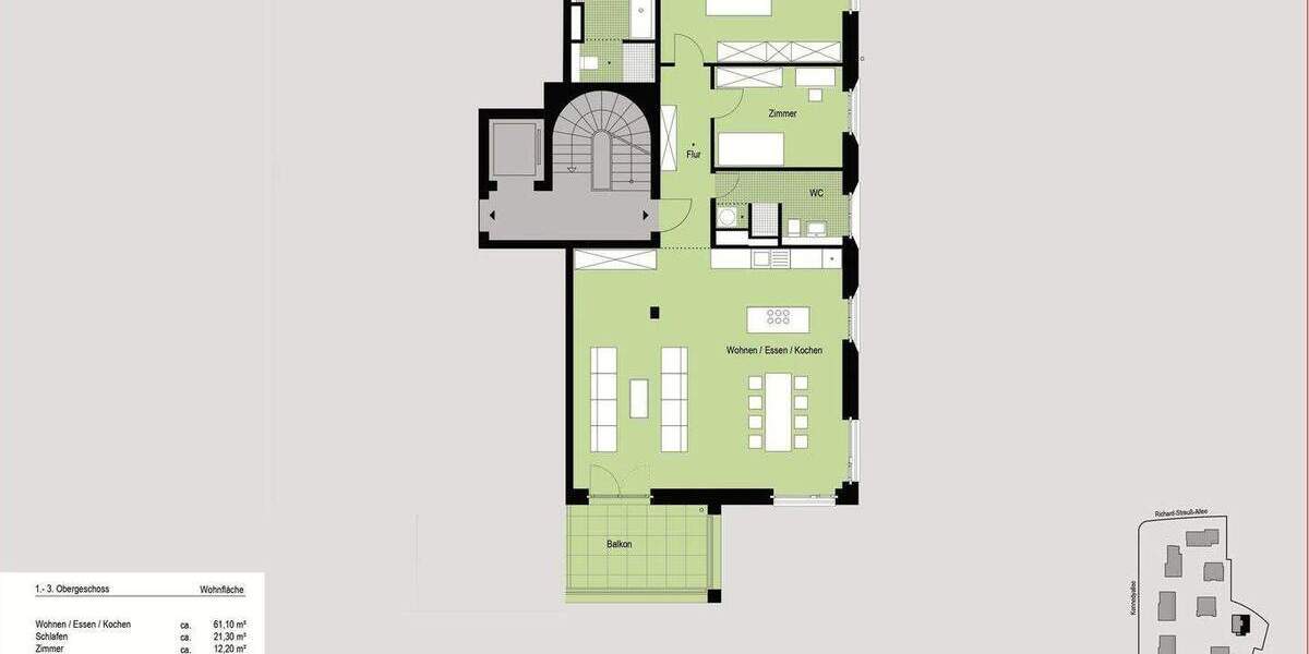 Etagenwohnung Frankfurt am Main Sachsenhausen - 3 Zimmer, 127 m&sup2;, 1.190.000&euro; | Angebot:25777737