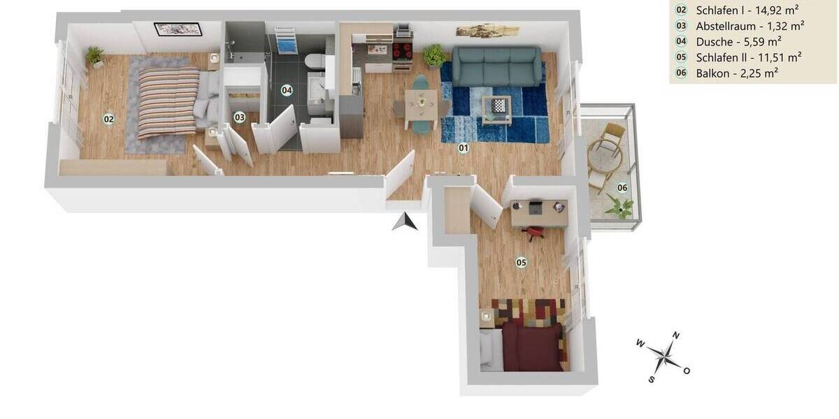 Etagenwohnung Frankfurt am Main Sachsenhausen - 3 Zimmer, 60 m&sup2;, 559.000&euro; | Angebot:25665069