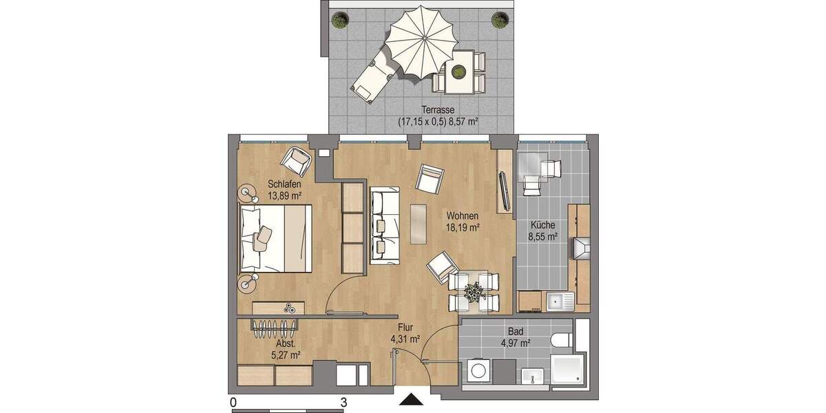 Etagenwohnung Frankfurt am Main Schwanheim - 2 Zimmer, 63 m&sup2;, 997&euro; | Angebot:25929046