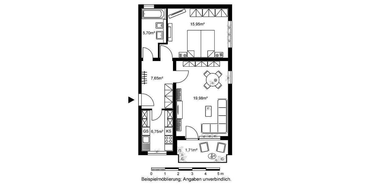 Etagenwohnung Friedrichsdorf Dillingen - 2 Zimmer, 57 m&sup2;, 780&euro; | Angebot:25742560
