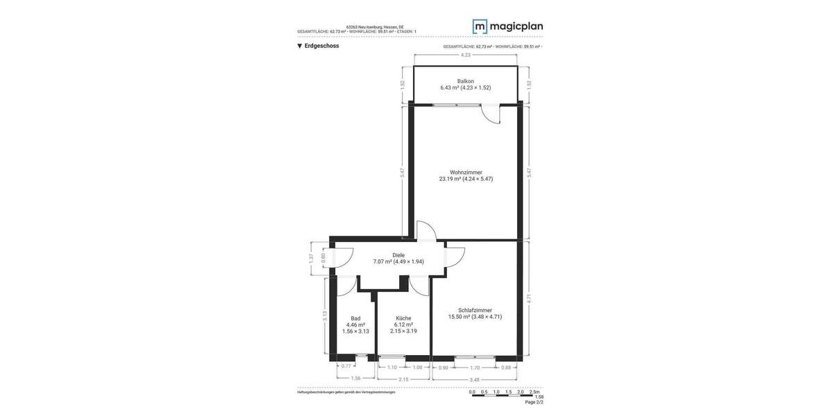 Etagenwohnung Neu-Isenburg Isenburg - 2 Zimmer, 59 m&sup2;, 199.900&euro; | Angebot:25705360
