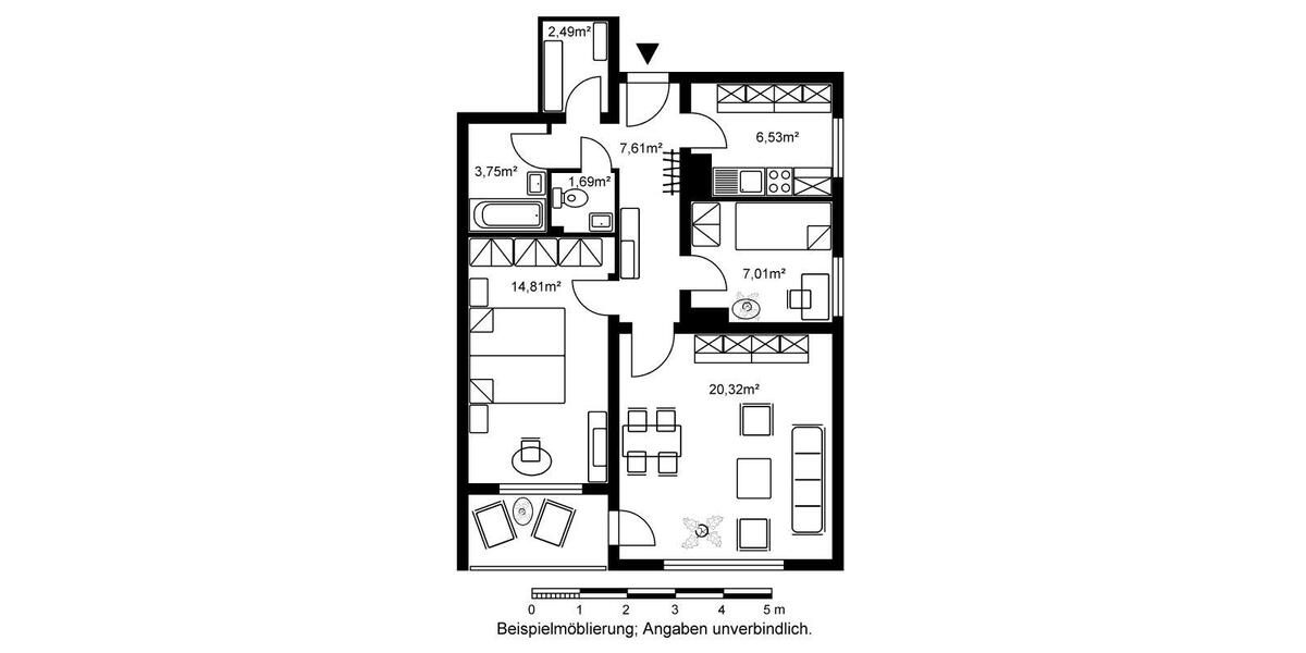 Etagenwohnung Hanau Lamboy - 2.5 Zimmer, 64 m&sup2;, 650&euro; | Angebot:25922137