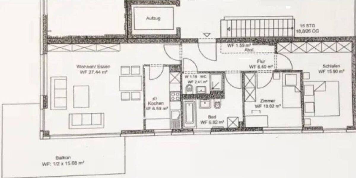 Etagenwohnung Frankfurt am Main Gallus - 3 Zimmer, 92 m&sup2;, 799.000&euro; | Angebot:26044995