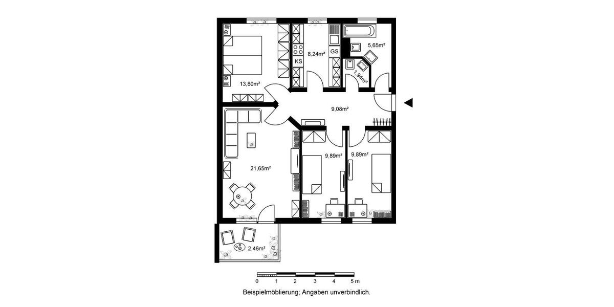 Etagenwohnung Bad Homburg vor der Höhe Gonzenheim - 4 Zimmer, 83 m&sup2;, 883&euro; | Angebot:26427017