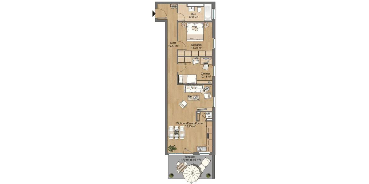 Etagenwohnung Hanau Lamboy - 3 Zimmer, 80 m&sup2;, 956&euro; | Angebot:25342470