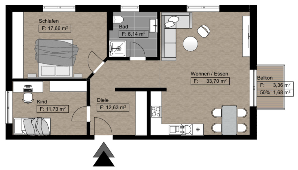 Etagenwohnung Gründau - 3 Zimmer, 68 m&sup2;, 830&euro; | Angebot:25574973