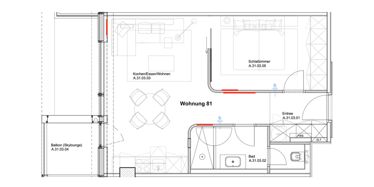Etagenwohnung Frankfurt am Main Westend-Süd - 2 Zimmer, 52 m&sup2;, 790.000&euro; | Angebot:25737396