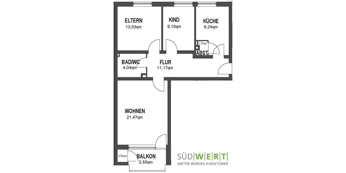 Etagenwohnung Heusenstamm - 3 Zimmer, 73 m&sup2;, 262.000&euro; | Angebot:25683798