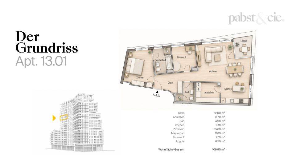Etagenwohnung Frankfurt am Main Gallus - 3 Zimmer, 110 m&sup2;, 990.000&euro; | Angebot:26657797