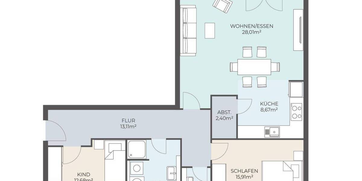 Etagenwohnung Frankfurt am Main Nied - 3 Zimmer, 97 m&sup2;, 635.000&euro; | Angebot:25690903