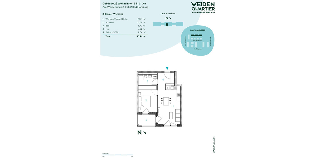 Etagenwohnung Bad Homburg vor der Höhe Gonzenheim - 2 Zimmer, 51 m&sup2;, 960&euro; | Angebot:25509892