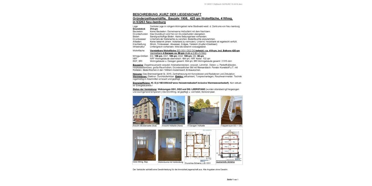 Mehrfamilienhaus, Wohnhaus Neu-Isenburg Isenburg - 20 Zimmer, 425 m&sup2;, 1.380.000&euro; | Angebot:25612555