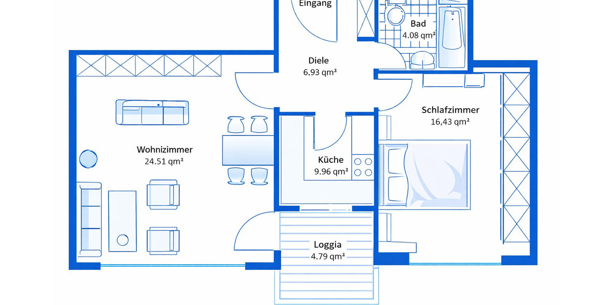 Etagenwohnung Friedrichsdorf Seulberg - 2 Zimmer, 57 m&sup2;, 249.000&euro; | Angebot:25702601