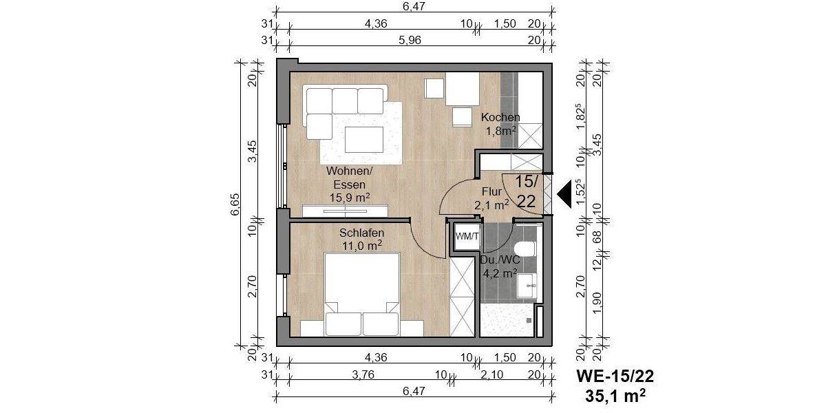 Etagenwohnung Offenbach am Main Bürgel - 2 Zimmer, 35 m&sup2;, 201.590&euro; | Angebot:26891451
