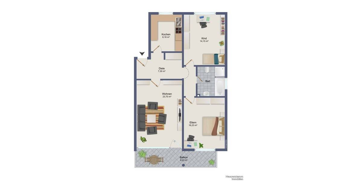 Etagenwohnung Obertshausen / Hausen Hausen - 3 Zimmer, 82 m&sup2;, 256.000&euro; | Angebot:26881780