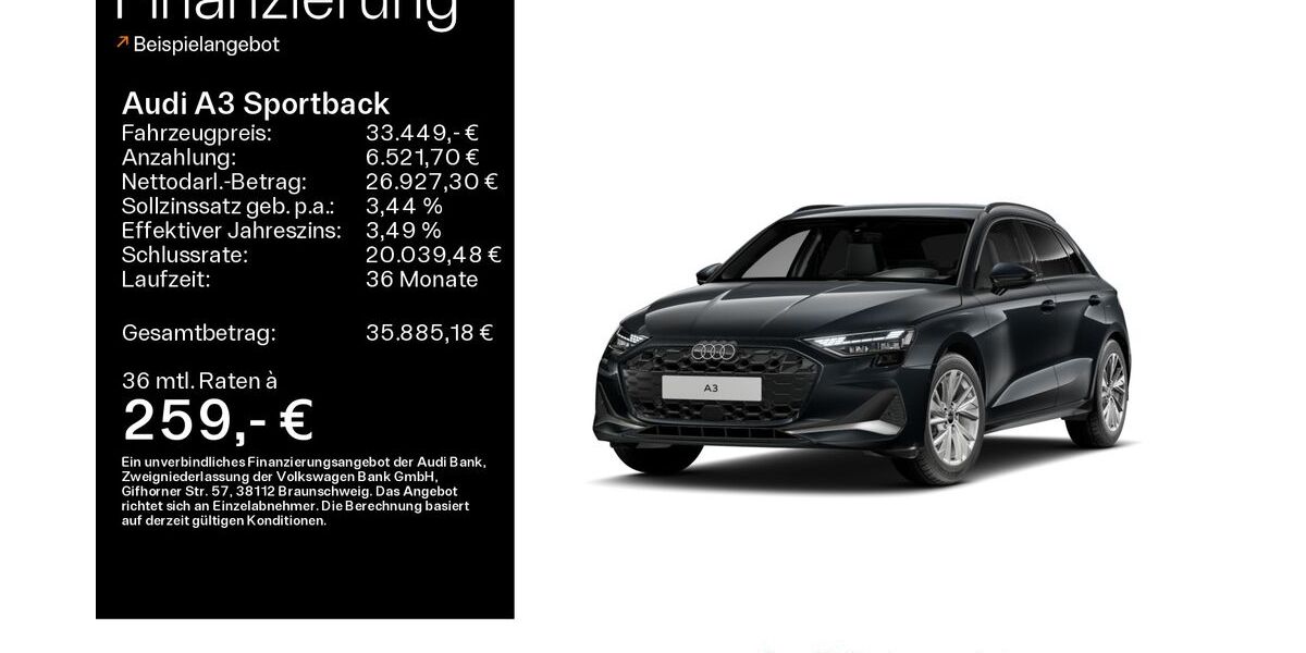 Audi A3 6.400 km 33.449 &euro; Linsengericht 63589