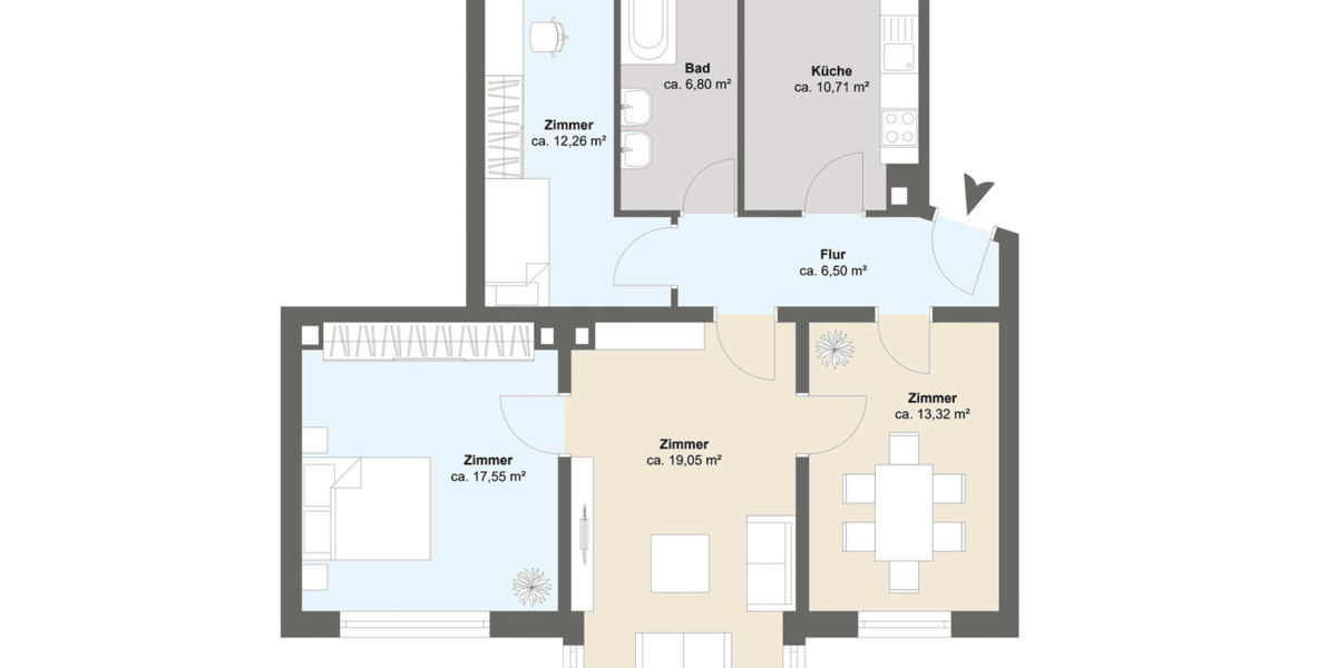 Etagenwohnung Frankfurt am Main Sachsenhausen - 4 Zimmer, 87 m&sup2;, 644.000&euro; | Angebot:26797842