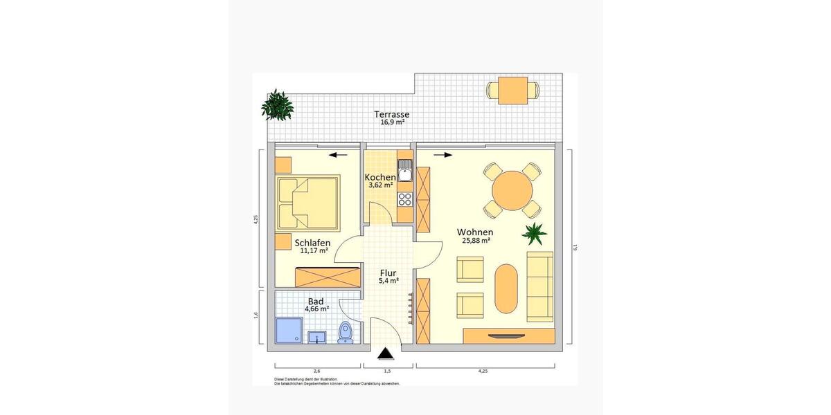 Erdgeschoßwohnung Bad Vilbel - 2 Zimmer, 54 m&sup2;, 239.000&euro; | Angebot:26918394