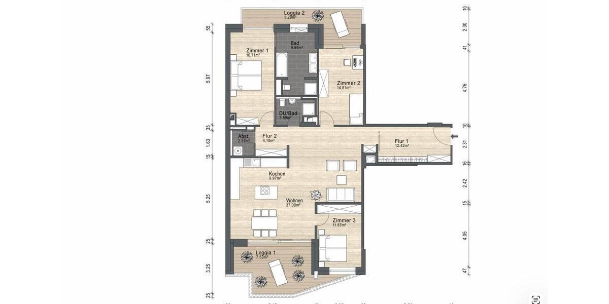 Etagenwohnung Frankfurt am Main Gallus - 4 Zimmer, 135 m&sup2;, 1.050.000&euro; | Angebot:25942494