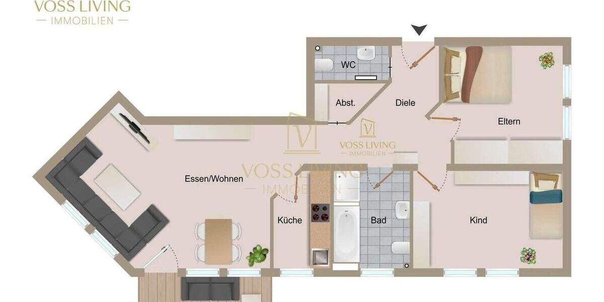 Etagenwohnung Gründau Lieblos - 3 Zimmer, 77 m&sup2;, 229.000&euro; | Angebot:25689264