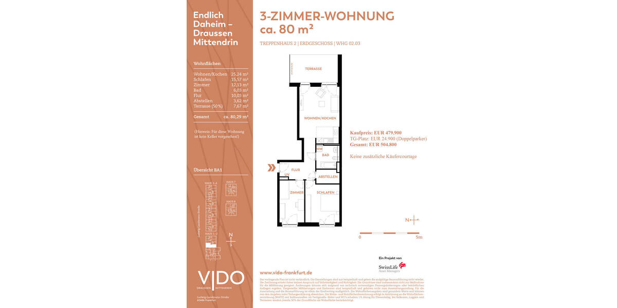 Etagenwohnung Frankfurt am Main Rödelheim - 3 Zimmer, 80 m&sup2;, 479.900&euro; | Angebot:25702284
