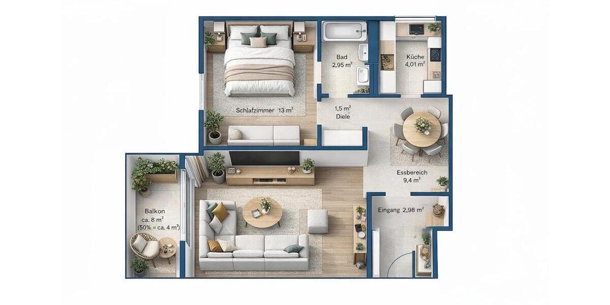 Etagenwohnung Frankfurt am Main Sachsenhausen Süd - 2 Zimmer, 58 m&sup2;, 240.000&euro; | Angebot:26349407