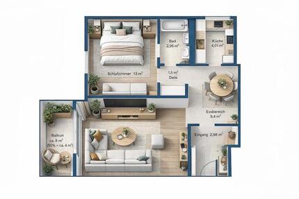 Wohnung Frankfurt am Main Sachsenhausen Süd - 2 Zimmer, 58 m&sup2;, 240.000&euro; | Angebot:26349407